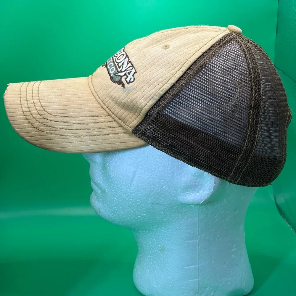 Nocona Belt Co Trucker Hat Adjustable Brown Factory Distressed Baseball Cap EUC